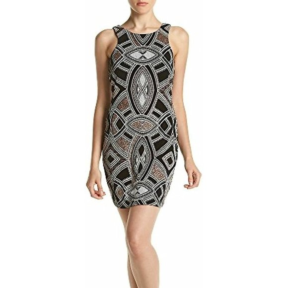 Speechless Women Glitter Bodycon Dress D65721J444 Round Neck Zip Black Silver 9 - Picture 2 of 11